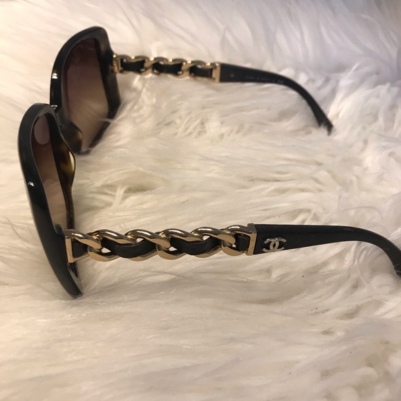CHANEL tortoise shell gold chain sunglasses - Picture 2 of 10